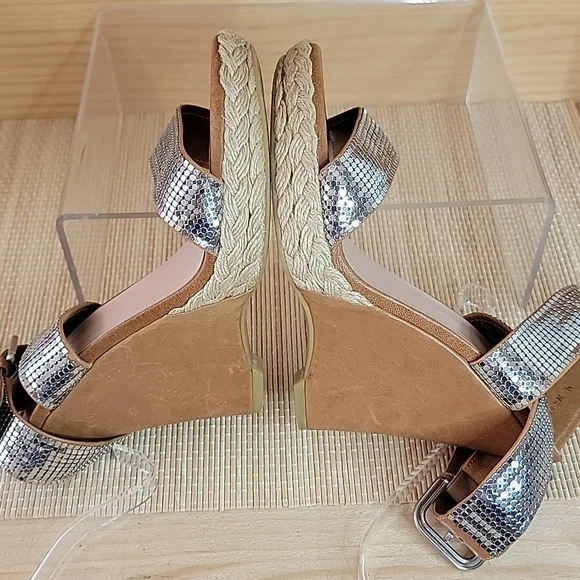 Stuart Weitzman Metal Mesh Platform Wedge Sandals sz8 - Picture 6 of 10